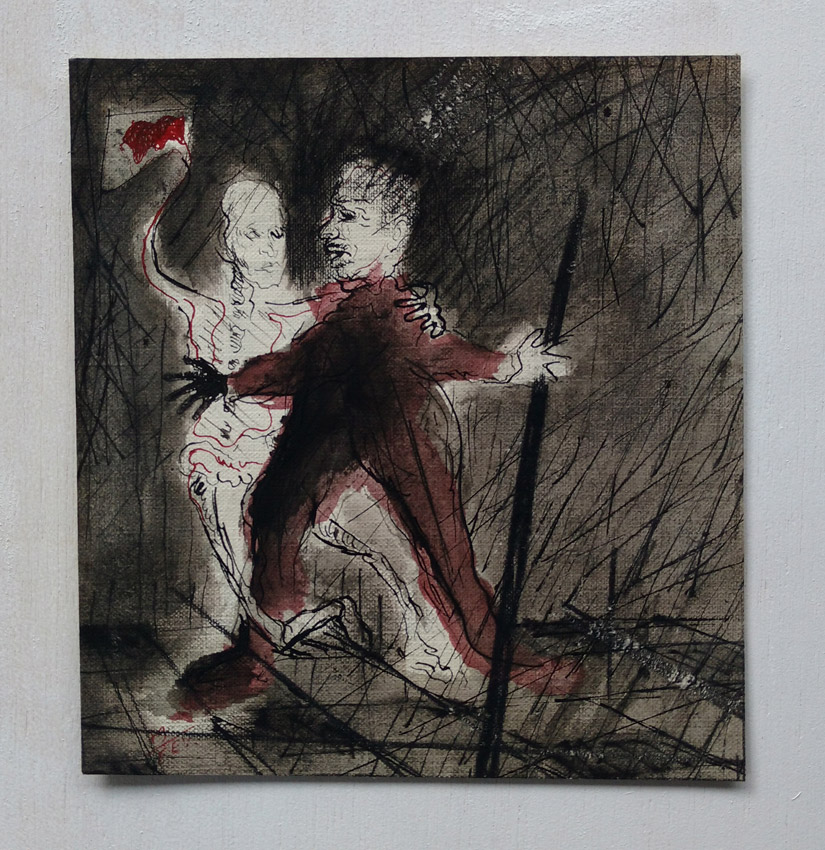 "s/ título"  Mista s/ papel (acrílica e carvão) - 1979 17,5X16 cm