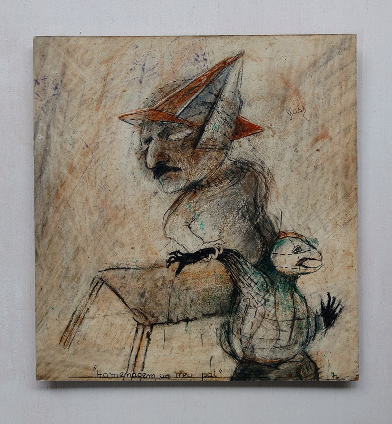 Homenagem ao meu pai Mista s/ papel (terra, carvão e acrílica) -1977 23X21,5 cm 