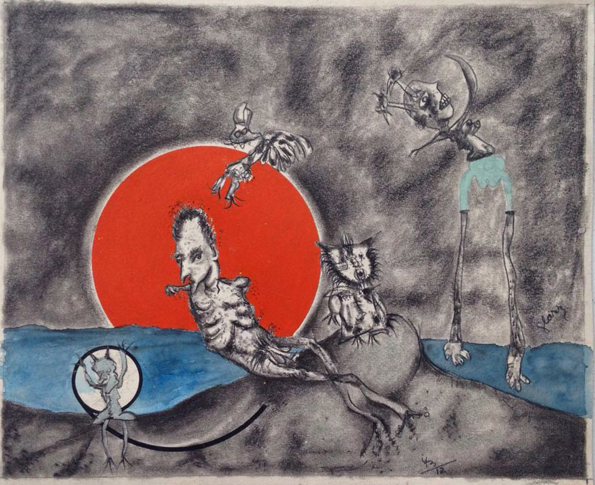 “s/ título”  Mista s/ papel (guache, nanquim, carvão e ecoline) – 1973  27X33 cm