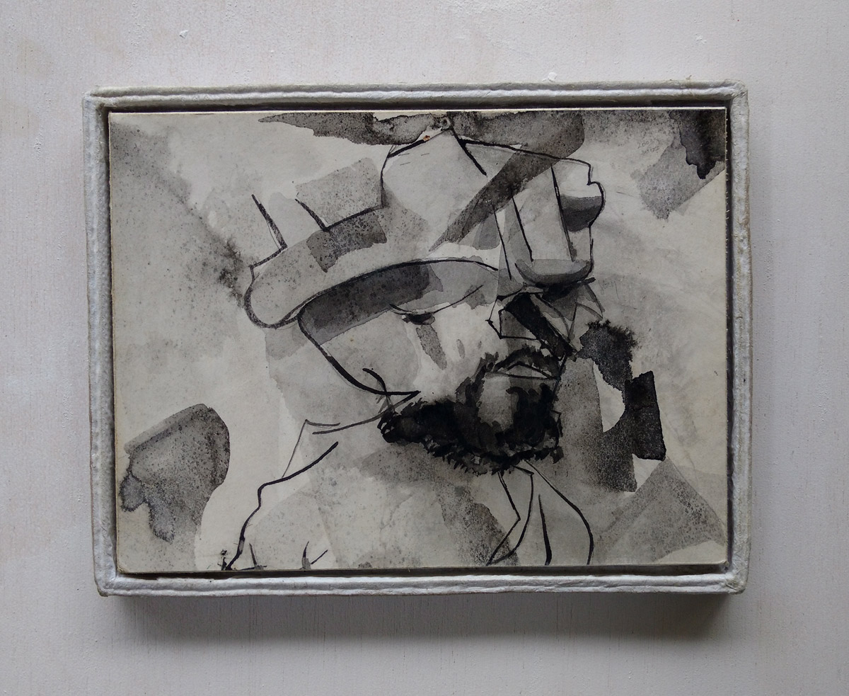 "autorretrato"  Acrílica s/ papel (aguada) 2006-2007 16,5X21,5 cm