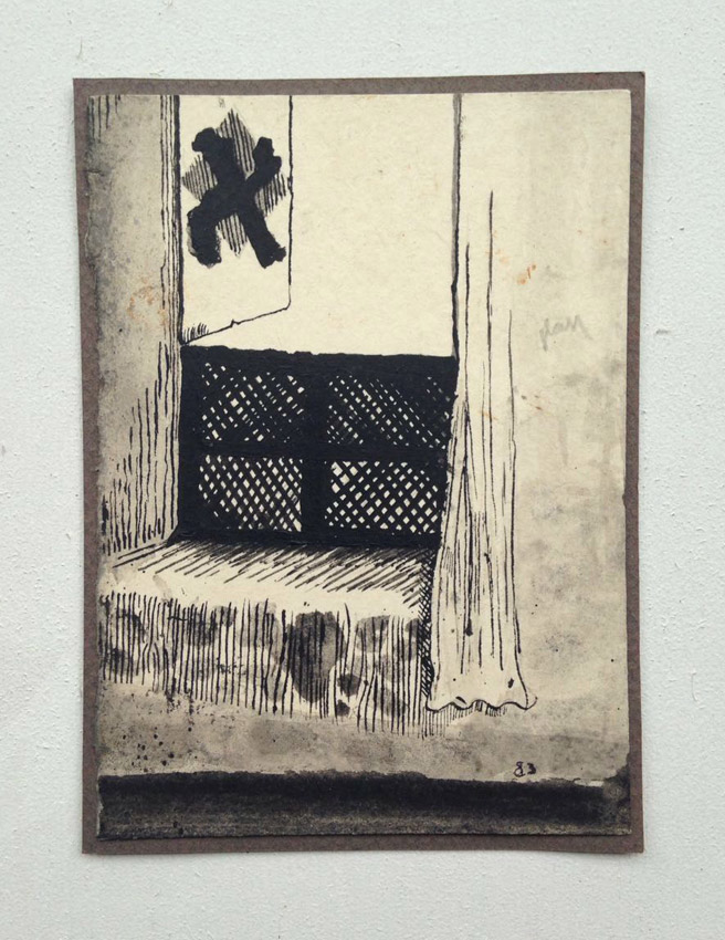 "s/ título"  Mista s/ papel (nanquim e guache) - 1983  13X9,5 cm
