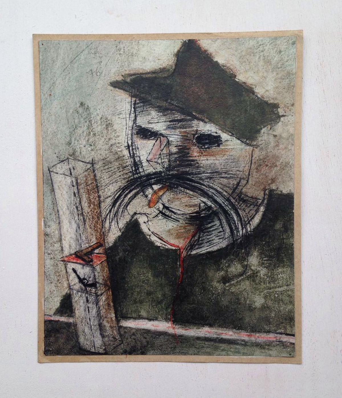 "s/ título" Mista s/ papel (acrílica, carvão e giz de cera) - 1976 29X23 cm