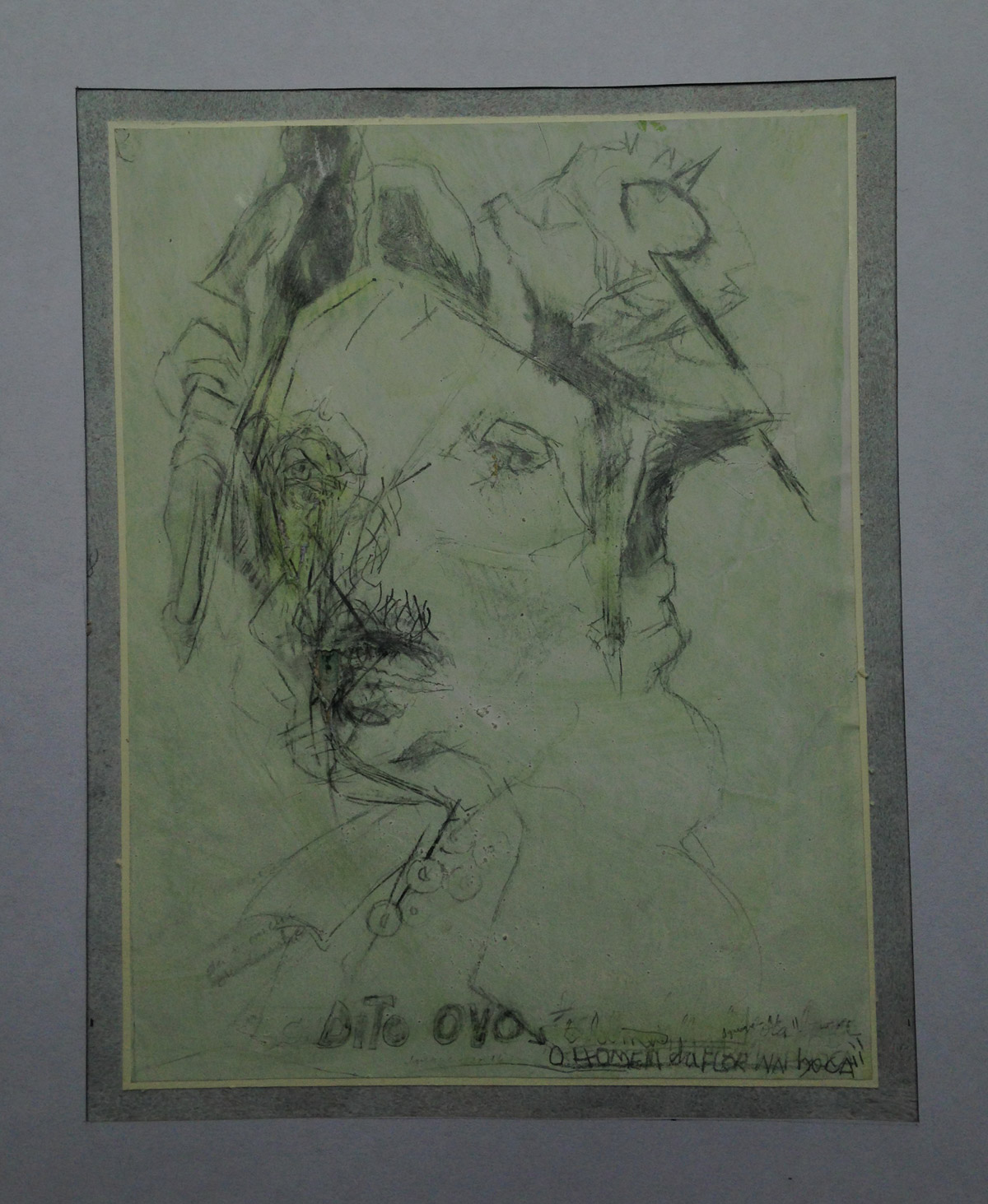 "Dito ovo" - o homem com a flor na boca. Grafite s/papel 25X20 cm  2016